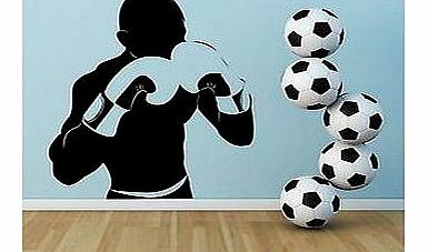 Iconic Stickers - Boxer Boxing Gloves Sport Mans Wall Sticker Art Decor Boys Mural Home Design SP3 - As Pictured - Size: Small - Colour: Black