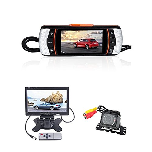 (TM) New Arrival HD 1080P F90 GPS Car DVR Dual Camera + Waterproof Car Rear View Camera, 2.7`` TFT Frontview and 7`` Backview LCD Screen, H.264 5M CMOS With G-Sensor, GPS Logger HDMI & USB 2.