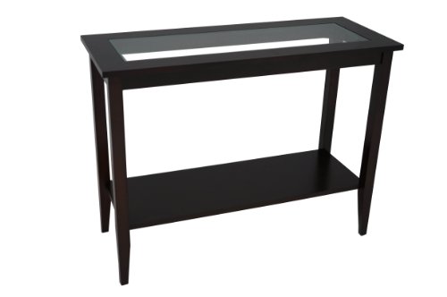 Ideal Enterprises Ashcroft Dark Wood Veneer Console Table With Glass