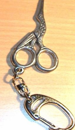 Ideal Gifts 4 U Solid Pewter Cross Stitch Sewing Heron Bird Scissors Keyring / Bag Charm Gift - supplied in Lovely Gift pouch - Ideal Gift Accessory 4 U