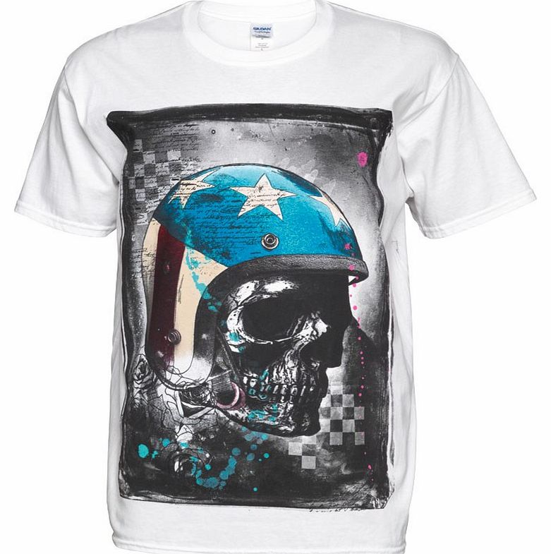 Idolise Mens American Helmet T-Shirt Off White