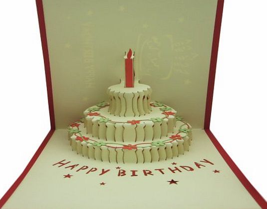 Ig-cards 3D Pop up 3-Layers Birthday Cake Birthday Cards Happy Birthday
