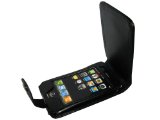 iGadgitz Black Leather Case Cover for Apple iPhone 3G 8gb and 16gb