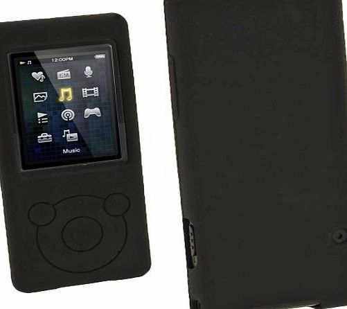 Black Silicone Skin Case Cover for Sony Walkman NWZ-E473 NWZ-E474 NWZ-E574 NWZ-E575 E Series Video MP3 Player 4gb 8gb 16gb + Screen Protector (NWZ-E474B, NWZ-E574B, NWZ-E575B, NWZ-E473K)