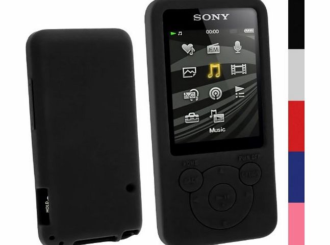 iGadgitz Black Silicone Skin Case Cover for Sony Walkman NWZ-E585 8GB 16GB   Screen Protector