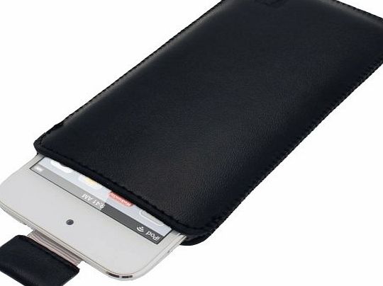 iGadgitz  Black Leather Pouch Case Cover for Apple iPod Touch iTouch 5th Generation 32GB 64GB