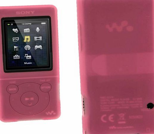 iGadgitz Pink Silicone Skin Case Cover for Sony Walkman NWZ-E473 NWZ-E474 NWZ-E574 NWZ-E575 E Series Video MP3 Player 4gb 8gb 16gb   Screen Protector (NWZ-E474B, NWZ-E574B, NWZ-E575B, NWZ-E473K)