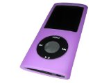 PURPLE Silicone Skin Case Cover for Apple iPod Nano 4th Gen Generation 4G new Nano-Chromatic 8gb and 16gb   Screen Protector and Lanyard