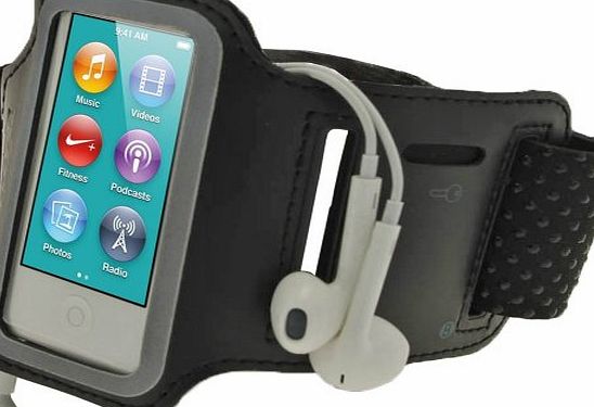 iGadgitz Reflective Anti-Slip Neoprene Sports Gym Jogging Armband for Apple iPod Nano 7 - Blue