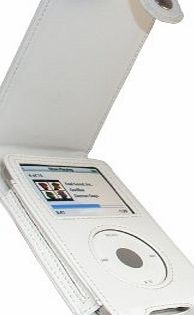 iGadgitz White Leather Case Cover for Apple iPod Classic 80GB, 120GB amp; Latest 6th Generation 160gb launched Sept 09   Belt Clip amp; Screen Protector
