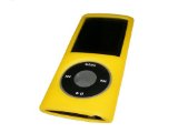 iGadgitz YELLOW Silicone Skin Case Cover for Apple iPod Nano 4th Gen Generation 4G new Nano-Chromatic 8gb and 16gb   Screen Protector and Lanyard