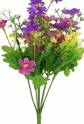 ignislife 1 Bunch of Fake Cineraria Artificial Flower Bouquet Home Office Decor (Fuchsia and Purple)