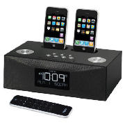 iHome iP88BRE Dual Dock 3-Alarm Clock Radio for