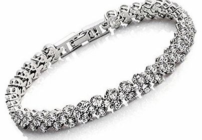 Ijewellery Platinum Plated Swarovski Elements Crystal Sparkling Bling Rhinestone Bracelet Bangle