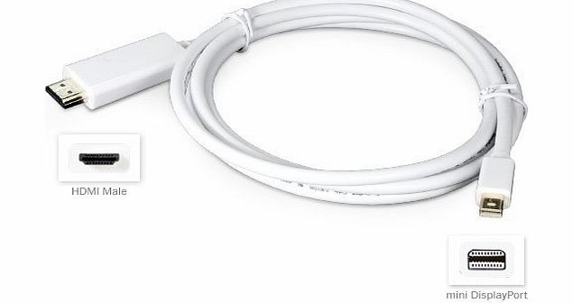 High Quality Mini DisplayPort to HDMI Adapter Cable White-Supports Audio for Apple Macbook|Pro|iMac|Air|Mini Laptop - 1.8 Meter Long