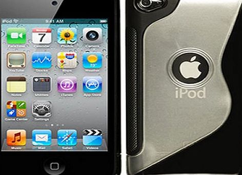 iKase Silicone Gel Black and Clear Curve Case Skin Cover for iPOD TOUCH 4 4G (All Models)   FREE Ultra Clear Screen Protector