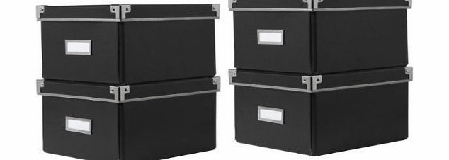 Ikea 2 x IKEA KASSETT DVD STORAGE BOXES WITH LID BLACK 2 PACK - TOTAL OF 4 BOXES - FITS IKEA BOOKCASES (BILLY / HEMNES / BESTA) - 21cm x 26cm x 15cmEACH BOX HOLDS 15 DVdS/BLURAYS