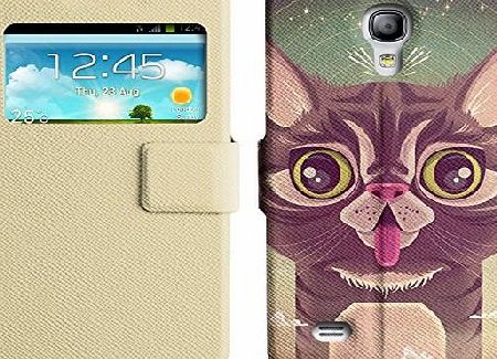 iKiki Case for Galaxy S4 Mini iKiki Design Slim Book Style Leather Case for Samsung Galaxy S4 Mini - Cute Cat Illustration