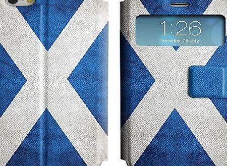 ikiki Case for iPhone 5 iKiki Design Slim Book Style Leather Case for Apple iPhone 5 5S - Vintage Scotland Flag