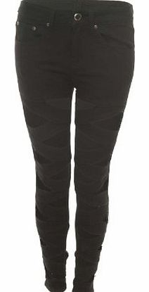 Ikrush  WOMENS GIRLS DESIGNER STYLE SLASHED CUT OUT SKINNY FIT JEANS