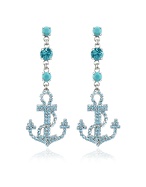 Anchor Swarovski Crystal and Turquoise Drop Earrings