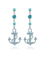 Anchor Swarovski Crystal and Turquoise Drop Earrings