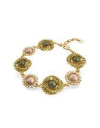 Ileana Creations Green and Gold Swarovski Crystal Gold Plated Bracelet