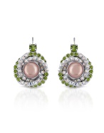 Ileana Creations Green and White Swarovski Crystal Earrings