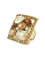 Ileana Creations Retro Swarovski Crystal Gold Plated Fashion Ring