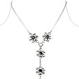 Swarovski Crystal Necklace with Black & White Flowers