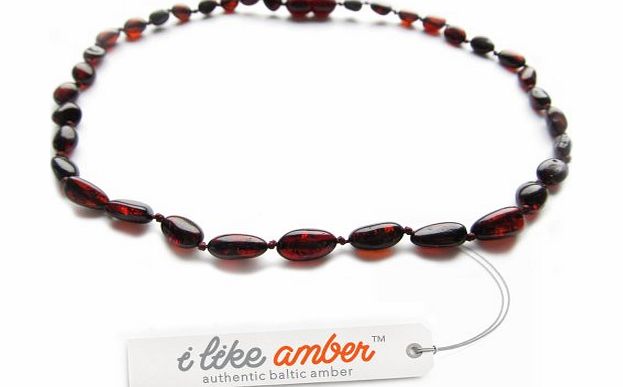 iLikeAmber.com - 33cm Genuine Baltic Amber Necklace Child Baby size Cherry color Bean shape Beads