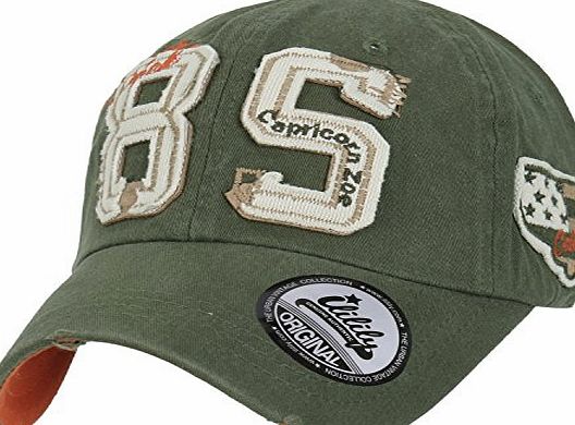 ililily 85 Vintage Trucker Hat Cotton Distressed Color Block Baseball Cap , Sap Green
