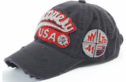 ililily Discovery USA Logo Patched Distressed Vintage Baseball Cap Snapback Trucker Hat (ballcap-604-9)