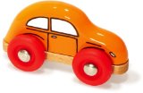 Orange Volkswagen Beetle VW Wooden Toy Car by VILAC
