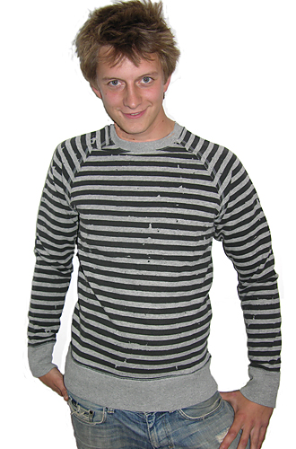 Distressed Back Stripe Mens Sweatshirt Illustrated People