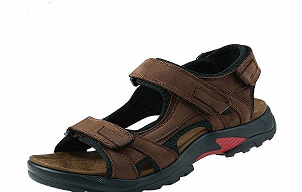 iLoveSIA Mens Athletic and Outdoor Leather Sandals Brown UK Size 11.5