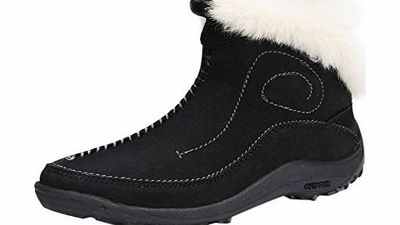 T) Womens Faux Fur Lined Winter Snow Boots Ankle Boots Black Size 6
