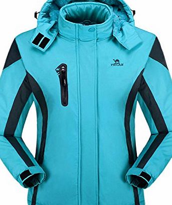 T) Womens Mountain Jacket Waterproof Fleece Lined Overcoat Sky Blue Size 14