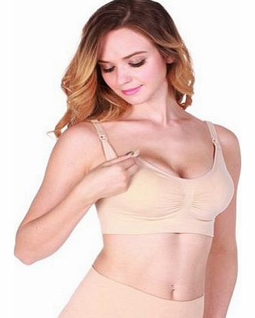 iLoveSIA Womens Seamless Maternity Nursing Bra Bralette Beige Size XL Fit 38DE 40BC