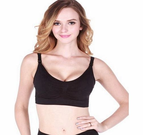 iLoveSIA Womens Seamless Maternity Nursing Bra Bralette Black Size L Fit 34CD 36BC 38AB