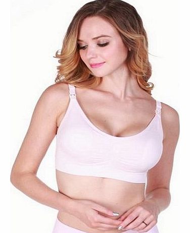 Womens Seamless Maternity Nursing Bra Bralette Pink Size XL Fit 38DE 40BC
