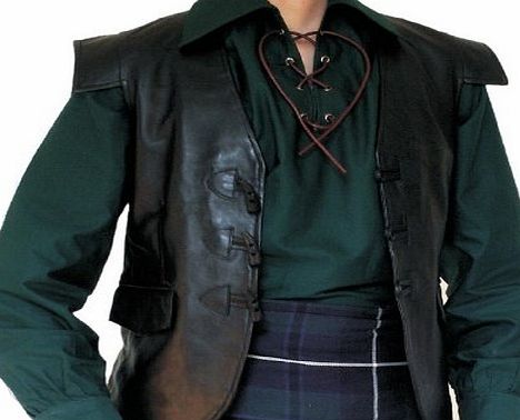 iLuv Waistcoat Leather Jacobite Black Long option Small