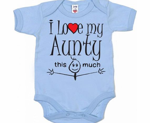Image is Everything IiE, I love my Aunty this much, Baby Boy Bodysuit, 0-3m, Pale Blue