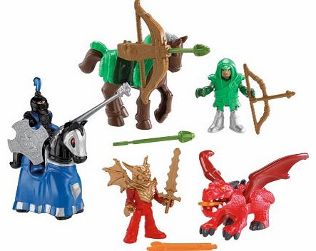 Castle Figure Bundle Set: Dark Knight & Horse, Archer & Horse, Knight & Dragon