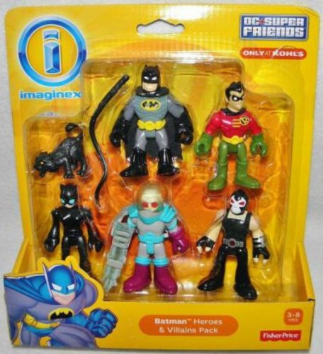 Dc Super Friends - Batman Heroes & Villains Pack With Batman Robin Catwoman Mr. Freeze And Bane