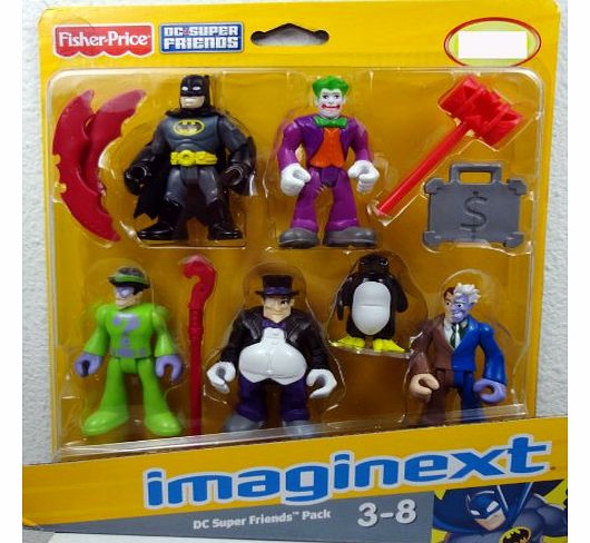 Fisher Price - DC Super Friends - Imaginext - 5 Figure Set - Includes Joker, Riddler, Two-Face, Penguin & Batman
