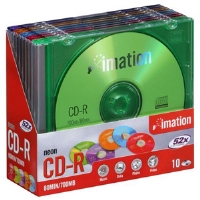 IMATION CD-R 80 52X NEON SLIMELINE 10PK