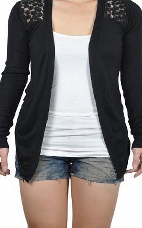 Imixcity Womens Cardigan Long Sleeve Lace Print Black