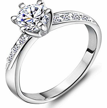imixlot  Engagement 18k White Gold Filled CZ Promise Wedding Rings