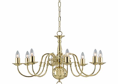 Impex Bruges Chandelier, Polished Brass, 8-Light